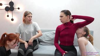 Licking Girls Feet - ALISA and EMILY - Home workout with sluts!