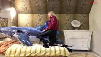 Allaalexinflatable - Alla Hotly Fucked Two Inflatable Whales And An Inflatable Yellow Ring And Got A Real Orgasm!!! Alla Wears A Leather Jacket And Leather Pants!!!