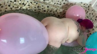 Abby Strange fetish and looner - Balloons In The Hot Tub: Riding And Playing, Non Pop