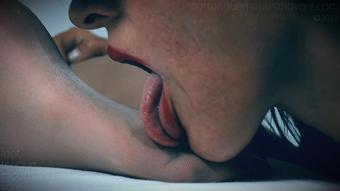 Foot Tongue Mouth and Vore - Sisters Tired Nylon Feet Lick (Josie Licks Julie)