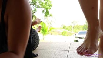 Licking Latinas Feet - NIKA - You must have cleaned the backyard on time!