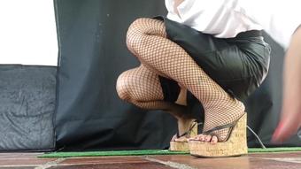 Goddess Foot Fetish - In High Heels And Fishnet Stockings Alicia Crushes And Dominates This Man (2)
