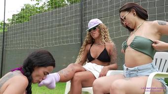 LICKING LATINAS FEET - Lolah Vibe And Nika - We Were Sweating After Playing Volleyball!