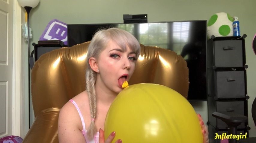 Inflatagirl Blowing Biting And Licking My Balloons