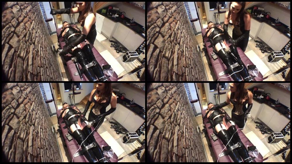 Edging   E Stim Nipple Play On My Bound Latex Slave