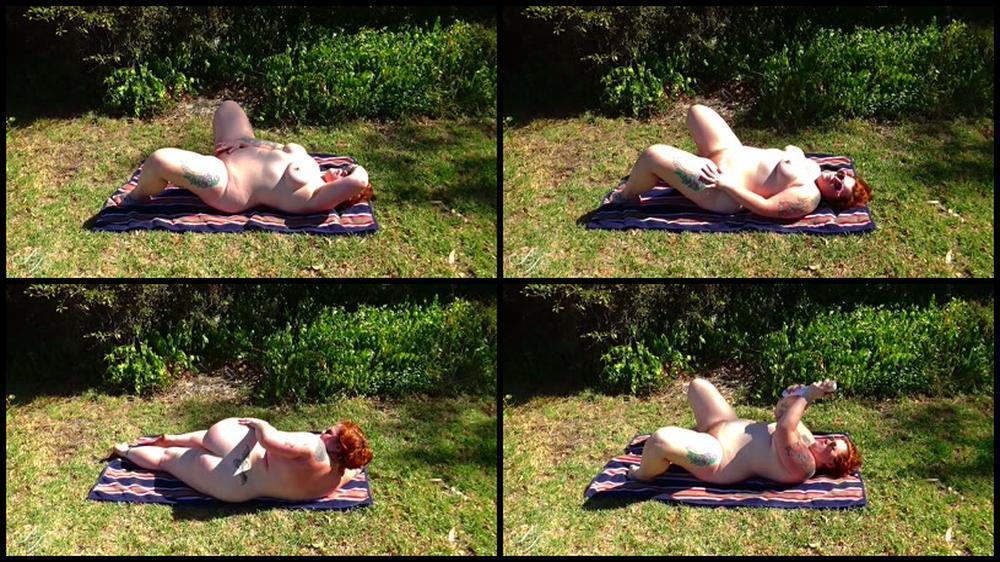 Bridgette Lane Sunbaking In The Garden With A Hitachi