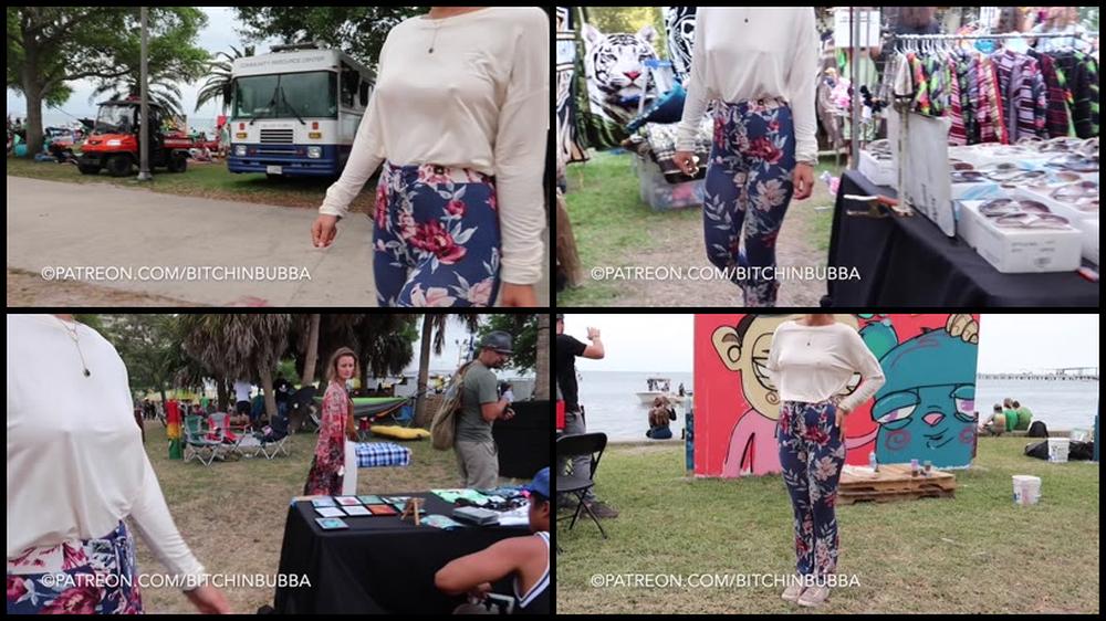 Solo Braless At A Festival