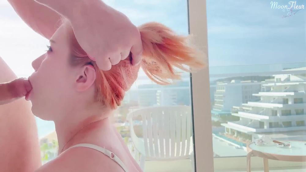 Rough Fucked in Doggystyle Redhead Girlfriend after Blowjob and Cum Inside