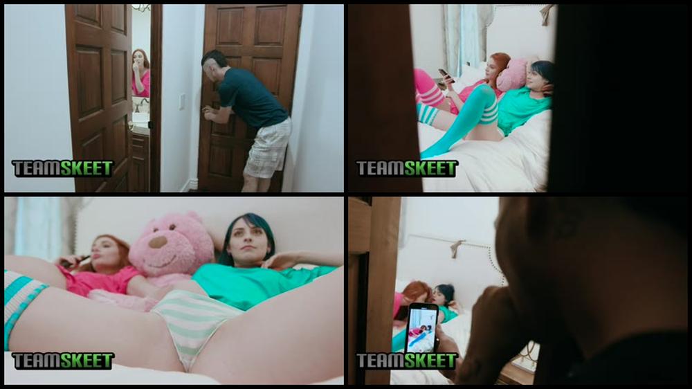 Stepsiblings   Sexy Stepsisters Team Up On Big Bro S Cock