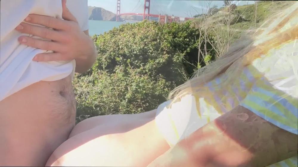 Tight teen public orgasm and creampie by Golden Gate bridge