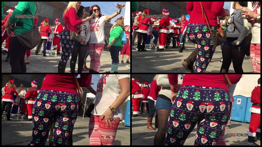 456 Santa Blue Pattern Leggings