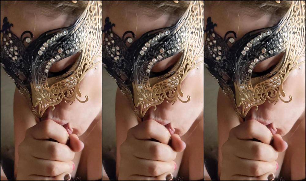 Masked Masterpiece: Button's Glamorous, 4k Closeup Blowjob, cumshot at 15:20