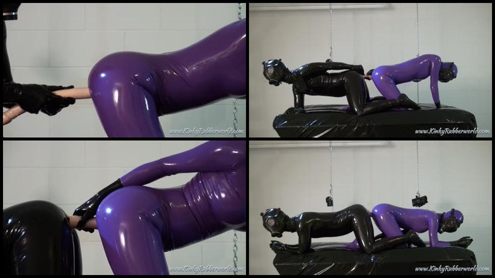 Latex Lara And Rubberboy Sharing The Double Dildo
