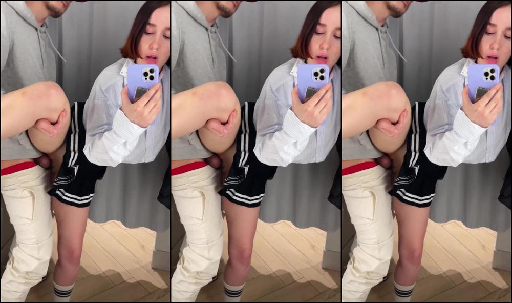 Public sex in the fitting room with an attractive student LeoKleo