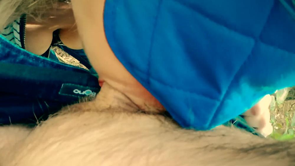 Good Blowjob in the forest and really hot swallow cum - Outdoor blowjob POV