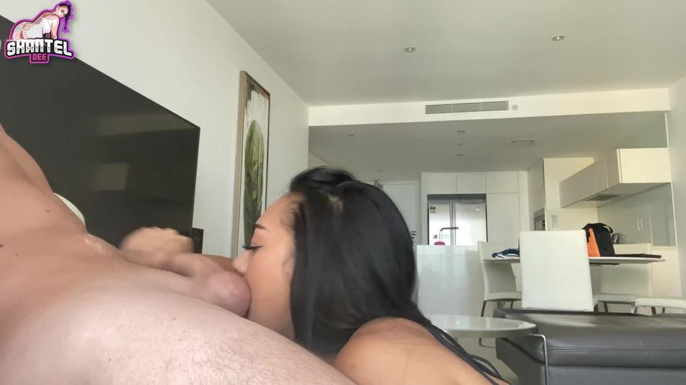 Shantel Dee Throat Fucks Huge Cock! POV/SIDE Split Screen Cumshot Keep Sucking After Cum Deepthroat
