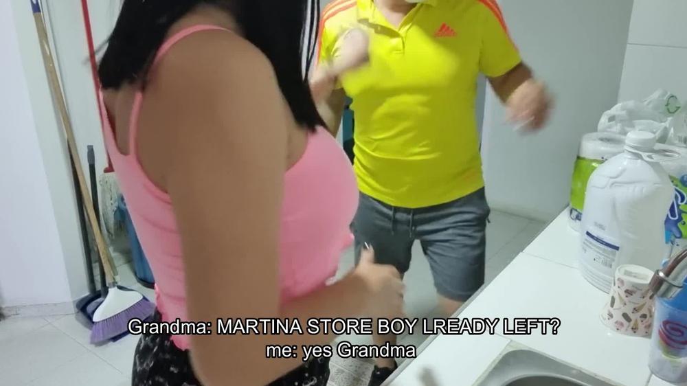 Martina Fucks the Store Boy with her Stepgrandma Close