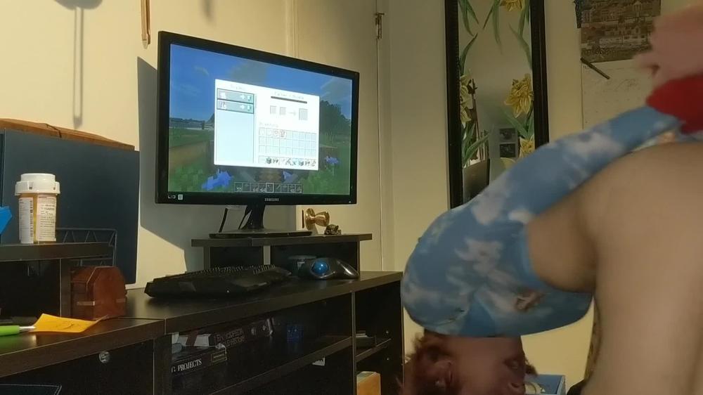 Sexy GF gets tied up and bent over while I play Minecraft
