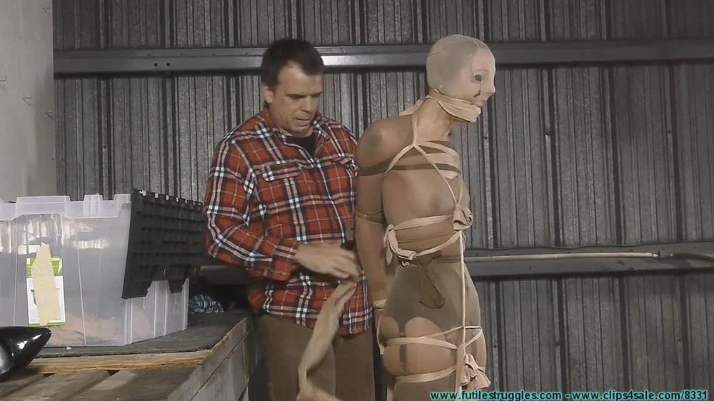 Snooty Sales Lady Bound With Pantyhose And Pied 2