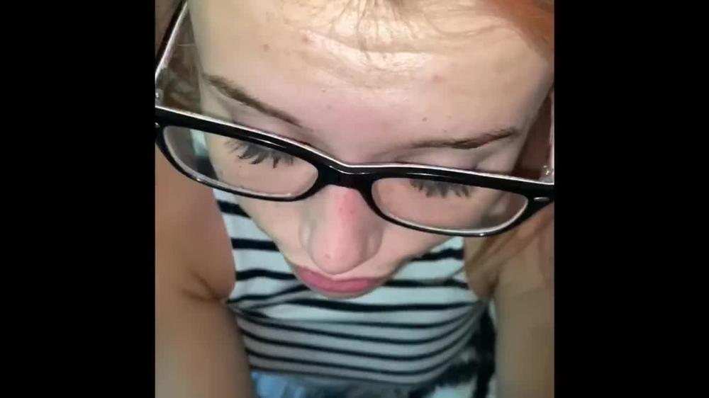 Hot Teen Britni Kitten Gets Throatfucked with Glasses on