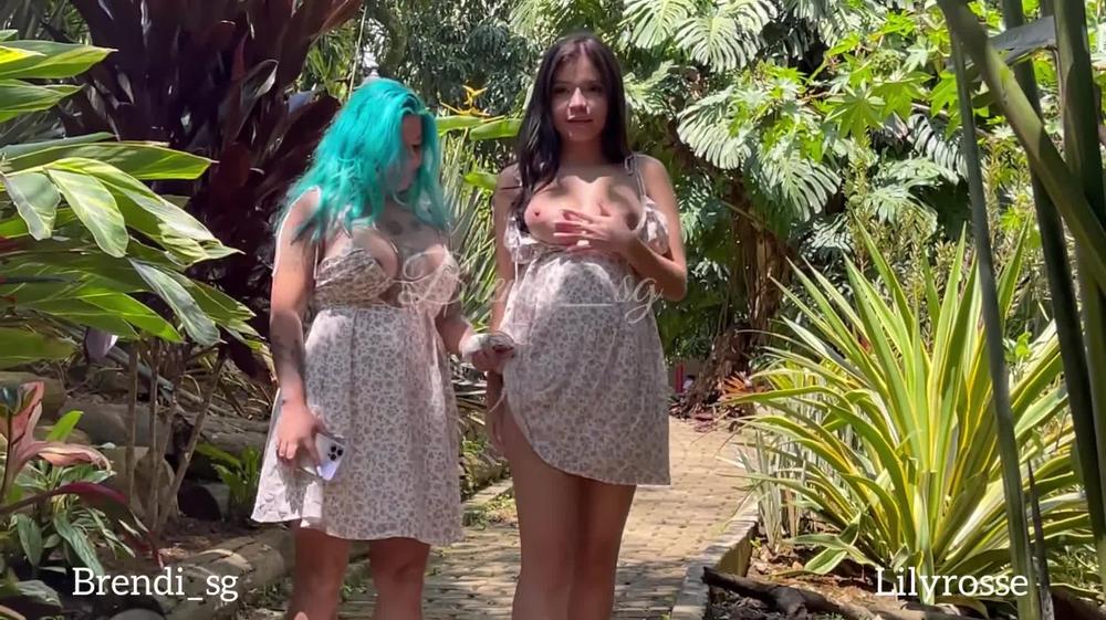 Brendi_sg and his friend Lily rosse, warm up in public and play with their vibrator