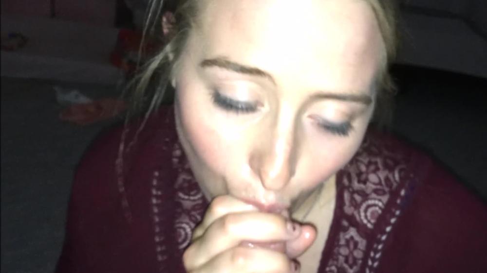 Saliva Glazed Lips- Her Wet Pink Mouth Swallowing My Huge Cum Load HOT POV!