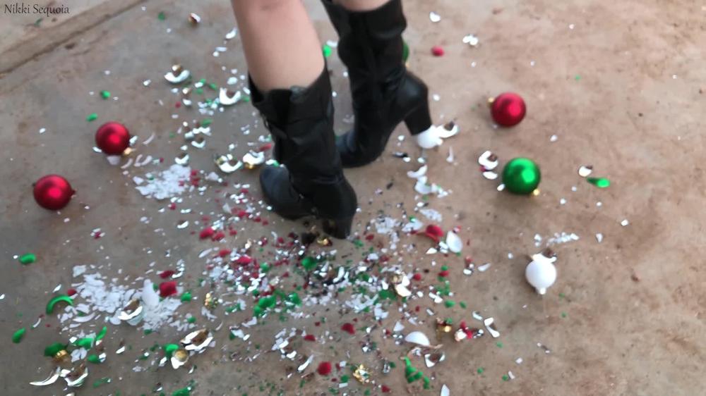 Nikki Sequoia Christmas Ball Busting In Boots