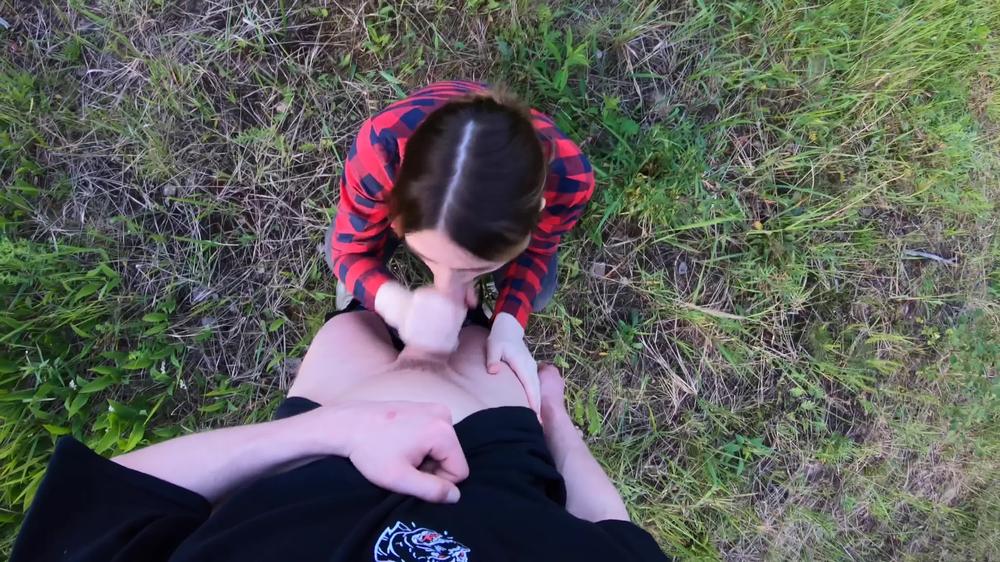 Perverted Teen Makes Me Cum on her titties in a Forest POV Public Outdoor