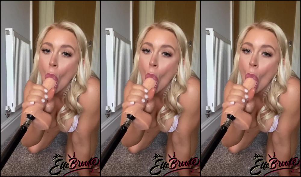 British blonde deepthroats fuck machine