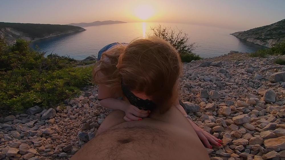 Sunset Ginger Blowjob | Redhead Girl Sucking Cock to Cum at Sunset Beach