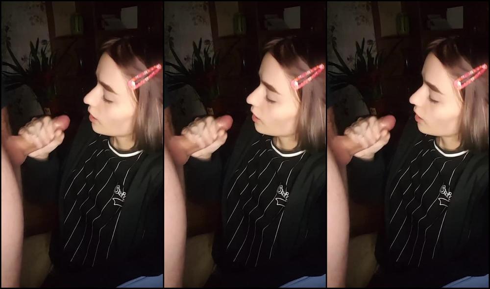 09 Schoolgirl Gives A Blowjob, Cum All Over Her Face