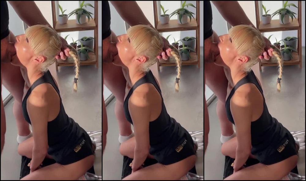 The morning blowjob turns into facefuck and deepthroat | Petite blonde | Saliva Bunny | Teaser