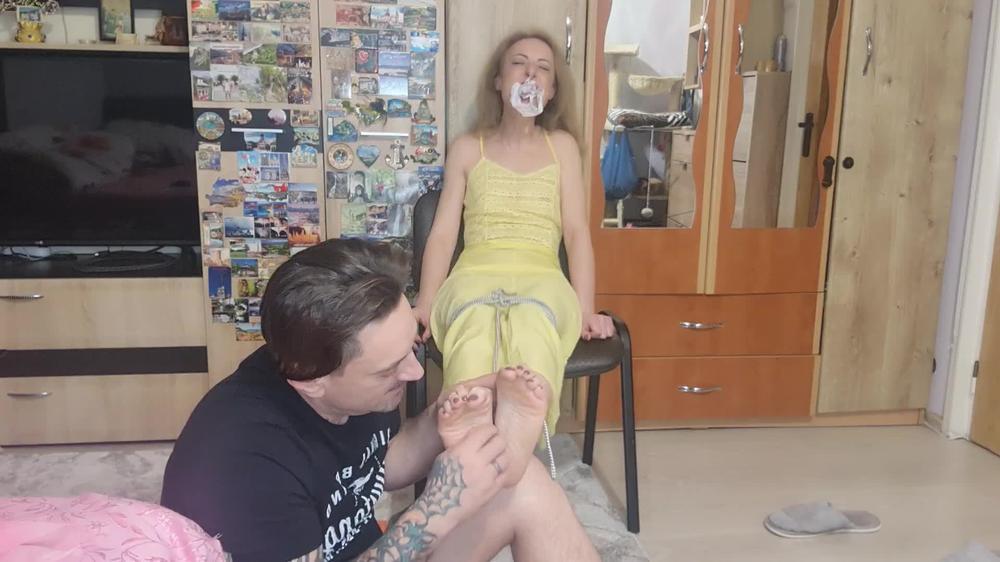 Kinkyporncpl Bondage Feet Sucking Tickle Cum