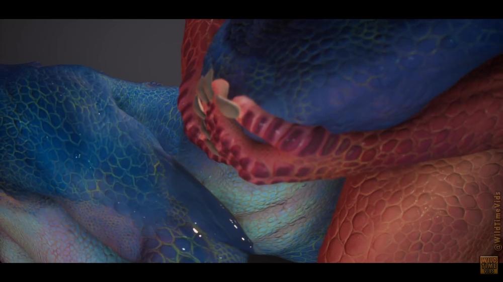 Wild Life Dragon Lesbian Love Red & Blue Scalie