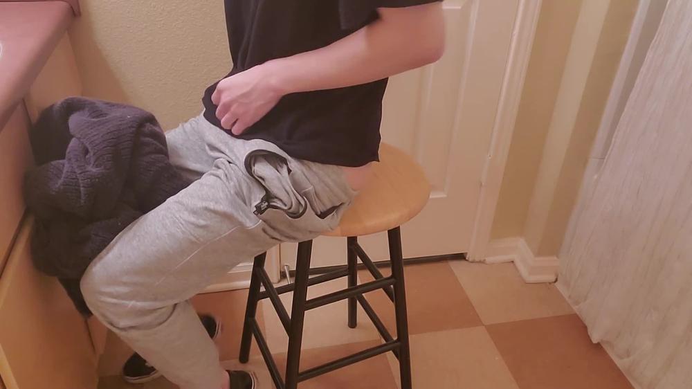 Piss Wetting to the Towel during Zoom Meeting