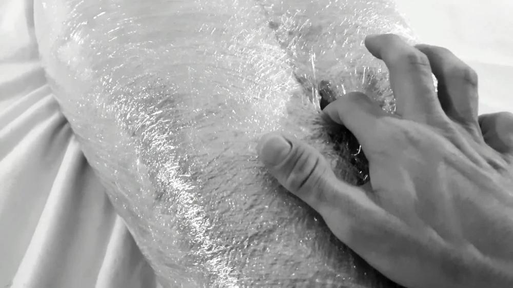 Kinktober day 9: PLASTIC WRAP KINK: Tied up and wrapped in plastic with DOXY inside her
