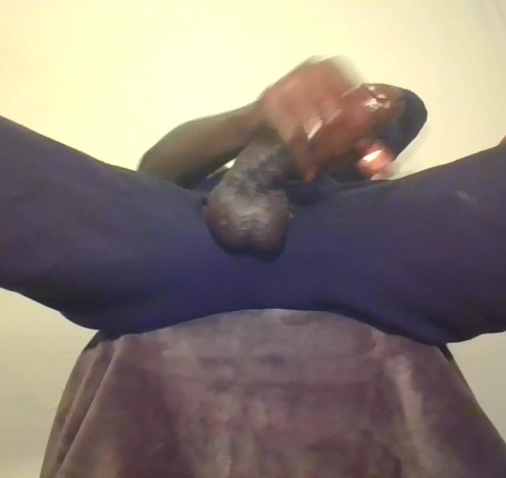 Hot Black Teen smoking and jacking my big thick oily dick huge cumload!