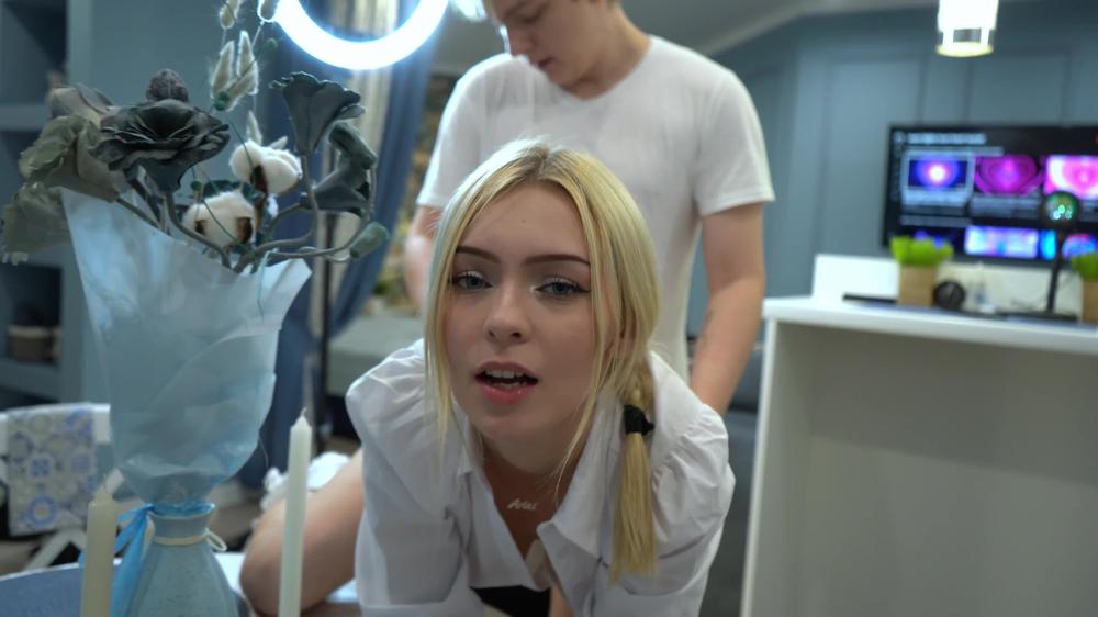 The HOT blonde schoolgirl did not pass the exam! I took her PUSSY!