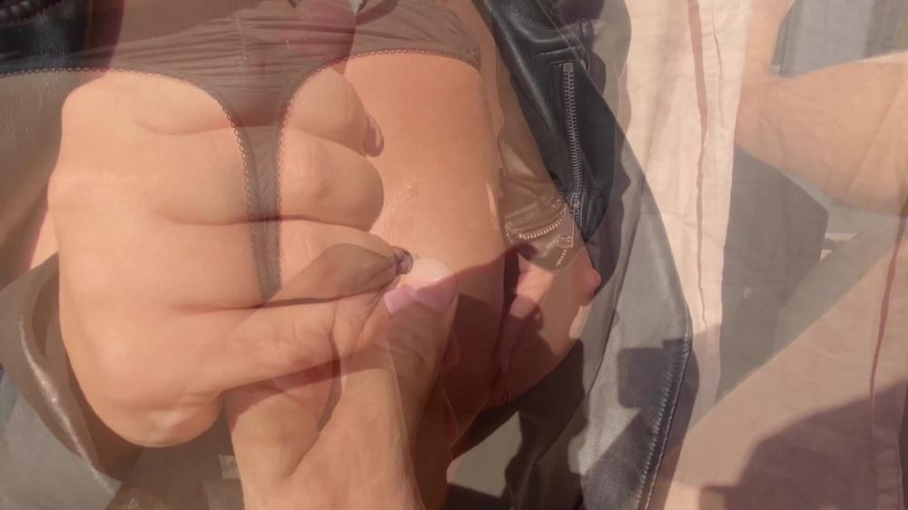 Horny fuck on friends`s balcony while they watching movie
