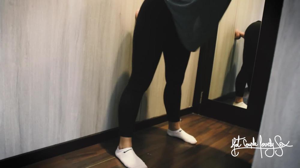 I film my fitness coach rubbing her pussy with a huge dildo. She has a perfect ass in yoga pants