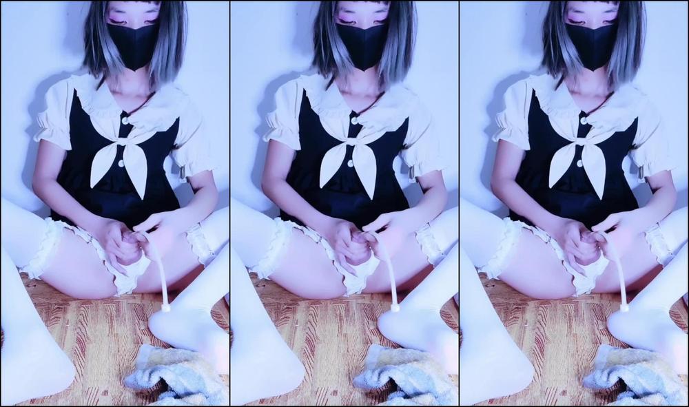 【伪娘】白丝堵尿棒自慰榨精