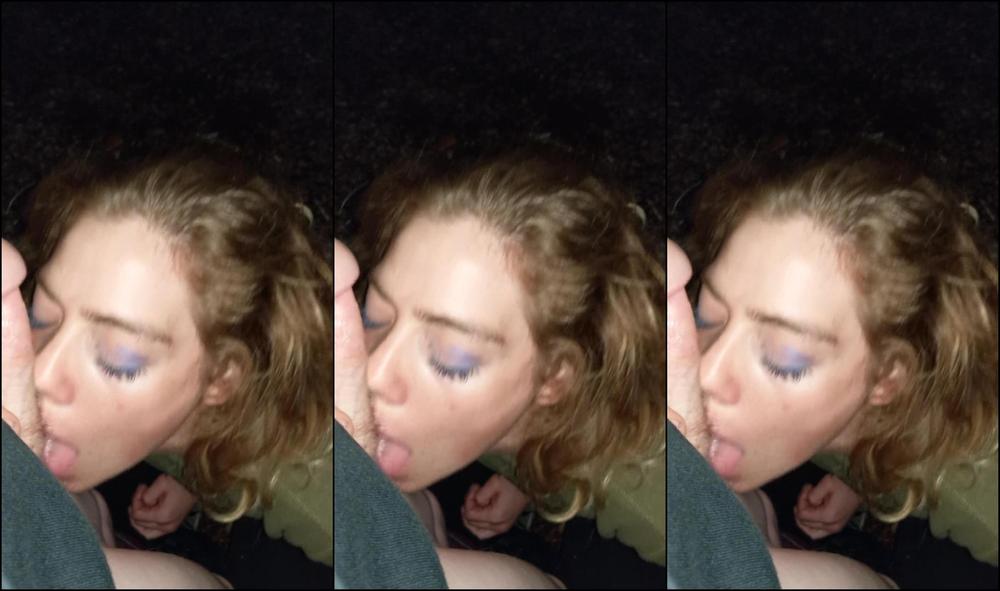 College Teen gets Quick Blowjob on the Quad After Party