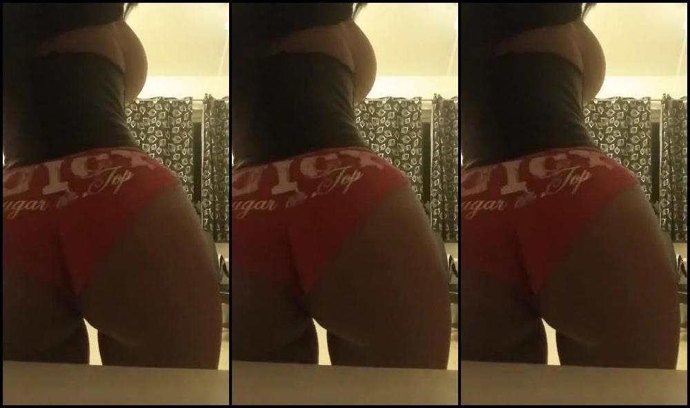 Juicy Red Thong, Black Corset