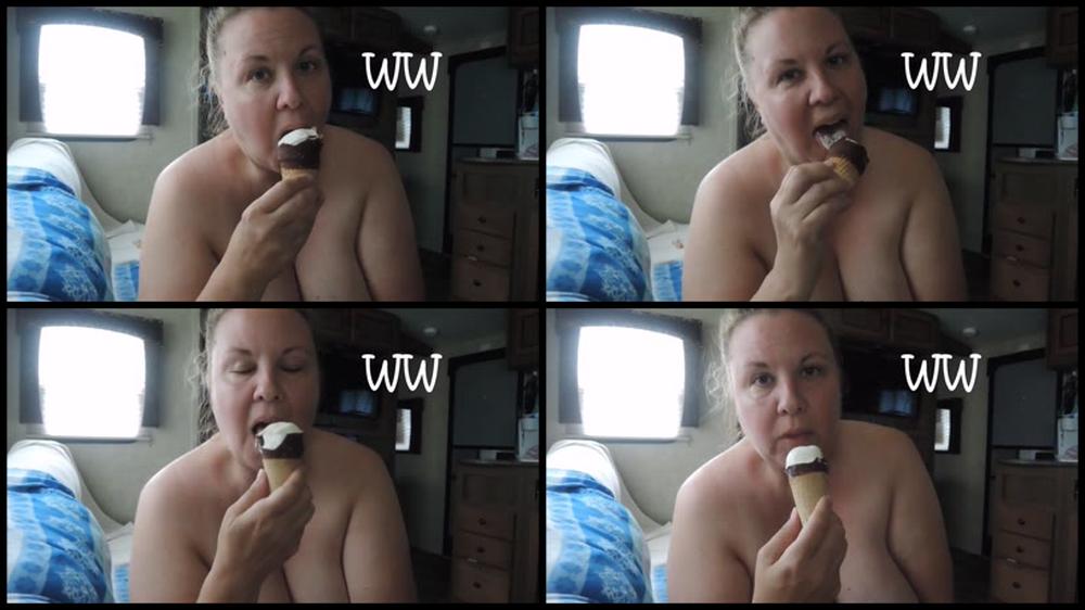 Wyoming Wynters Licking Amp Eating Ice Cream Cone Topless