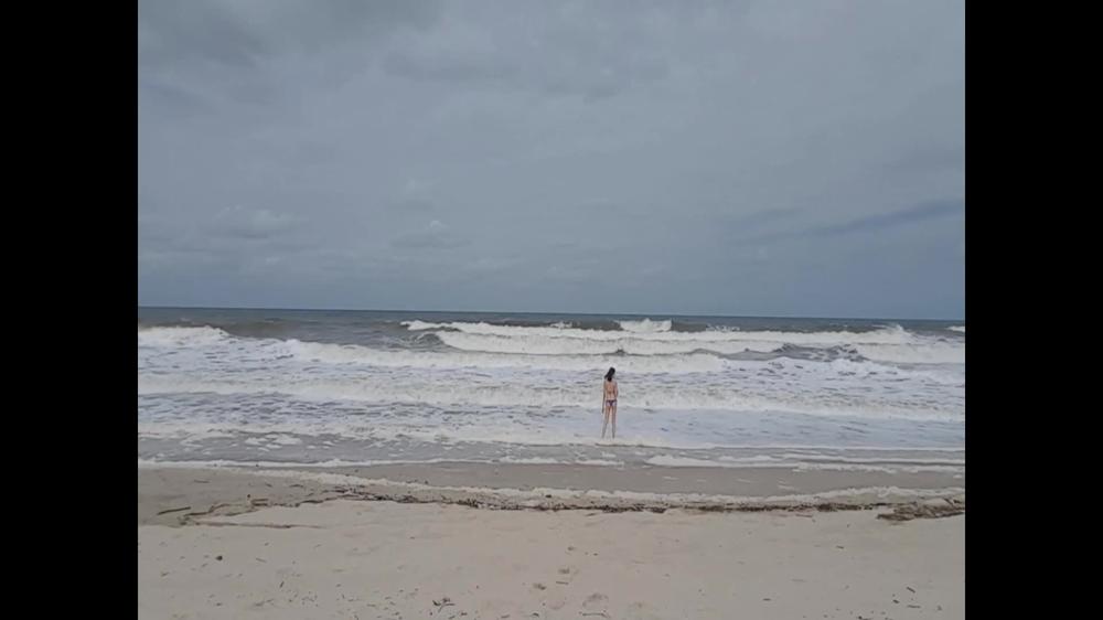 cum play on the beach