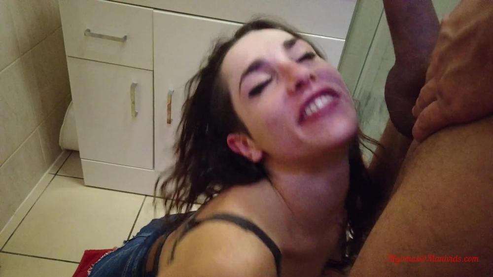 Facial after an under presion blowjob