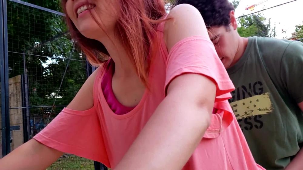 Deepthroat and rough sex in the park with my schoolmate