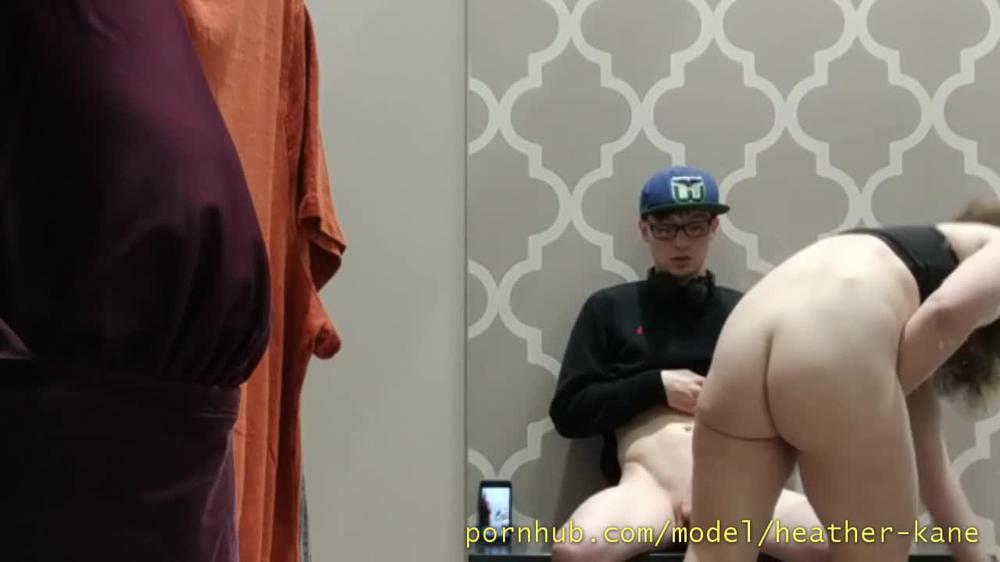 Public Changing Room Cowgirl Creampie from Store Worker