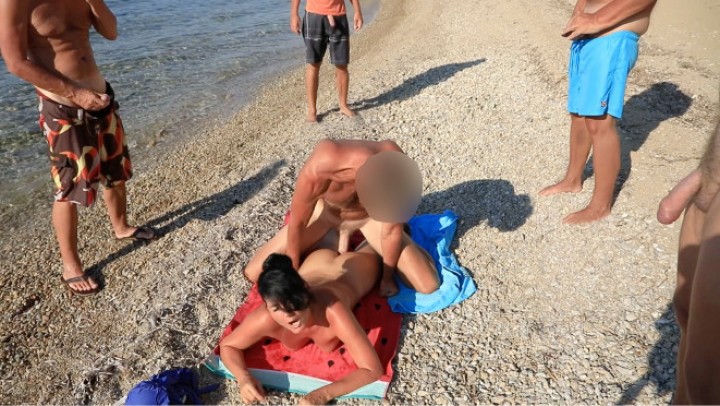 Alexandra Wett Public Gangbang Party On The Beach