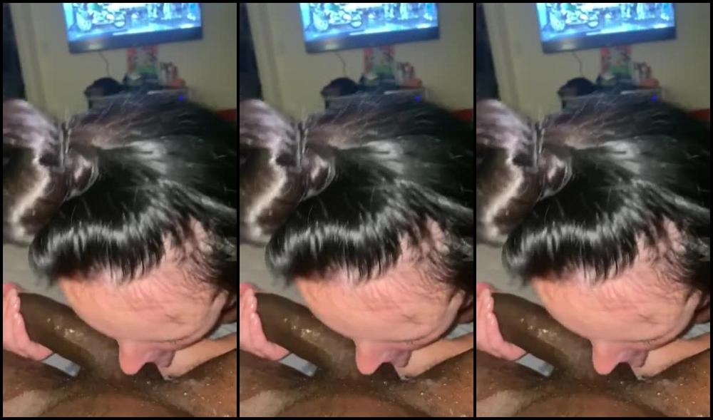 Gagging on his big black cock